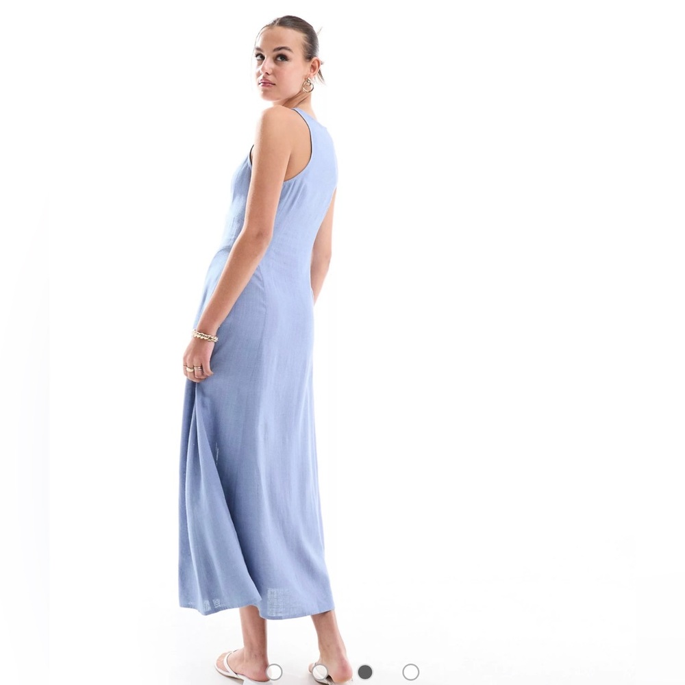 Asos Design Button Down Linen Look Midi Dress Wit… - image 3